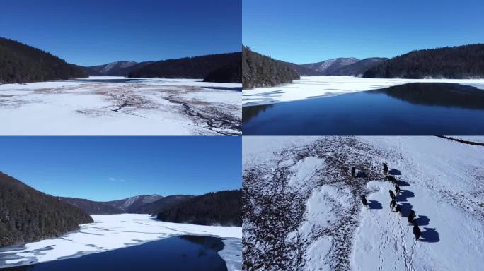 香格里拉 普达措国家公园冬天高清航拍