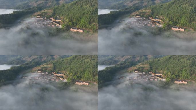 云雾中的半山古村落