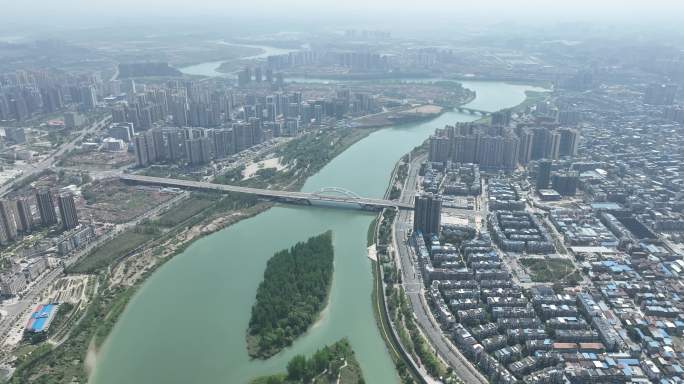 资阳市沱江航拍迎宾大桥城市风光风景