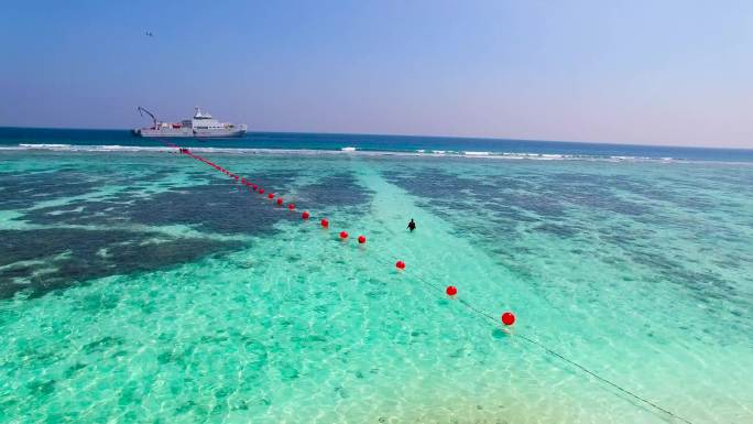 大海海滩 海边度假 飞机起飞