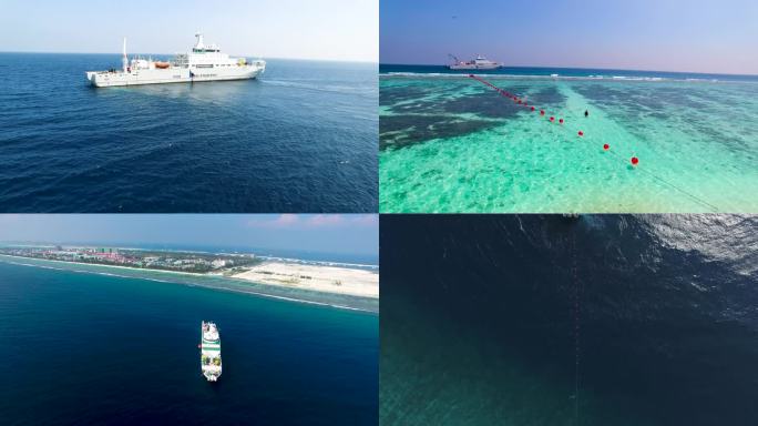 大海海滩 海边度假 飞机起飞