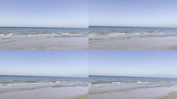 晴朗海边海浪海滩白昼海岸线空镜