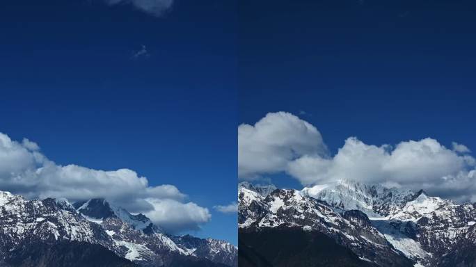 蓝天白云下的梅里雪山竖屏