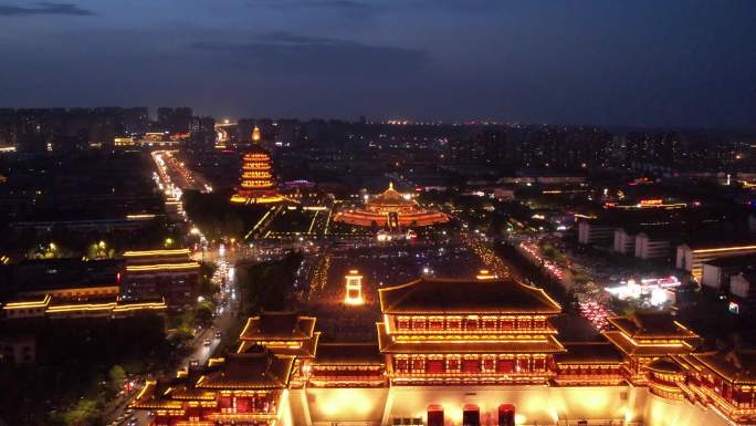 河南洛阳夜景航拍