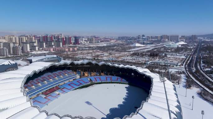 大同体育中心雪景航拍