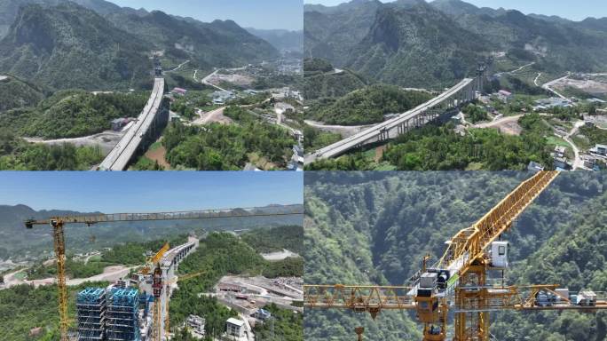 航拍武陵山区高速公路建设4K