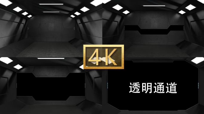 4K（通道素材）黑色科技门