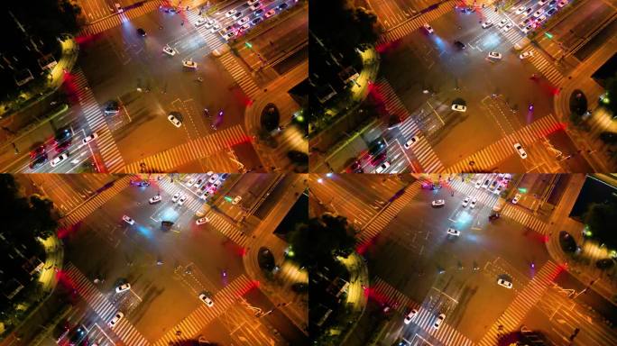 杭州城市十字路口夜景车流视频素材9