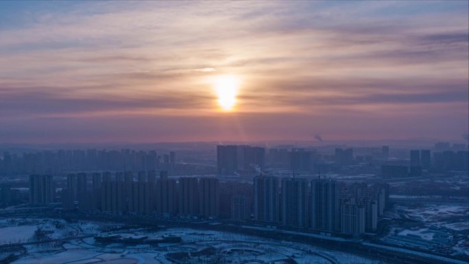 长春南溪冬季日出延时