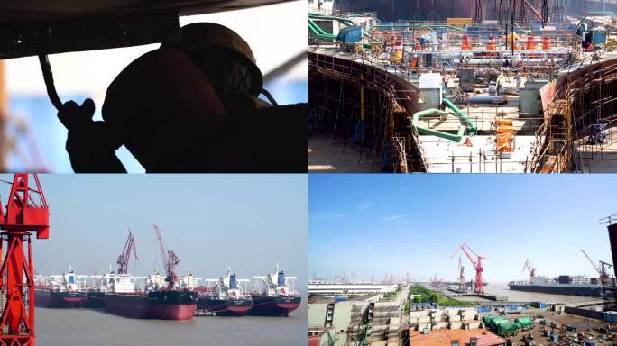 一辆装满货的轮船停在岸边 海上运输 码头