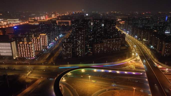 长春南四环-南溪湿地公园夜景一镜到底