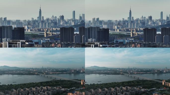南京长江大桥长焦 全景航拍
