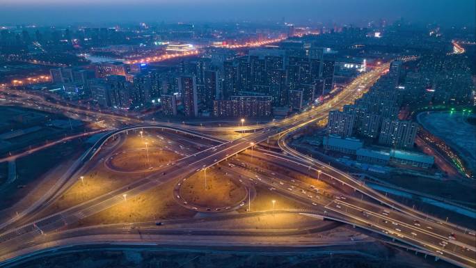 长春南四环路-亚泰大街立交桥夜景延时