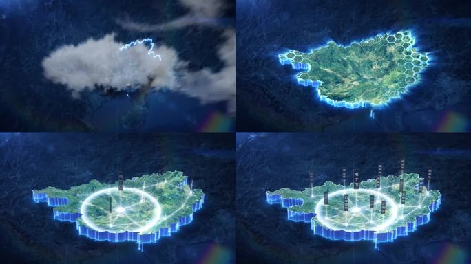 【AE模板】科技蓝暗调三维卫星地图 广西