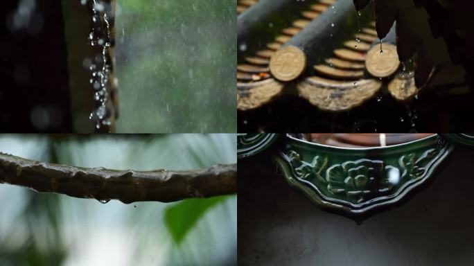 雨天的古建筑雨滴