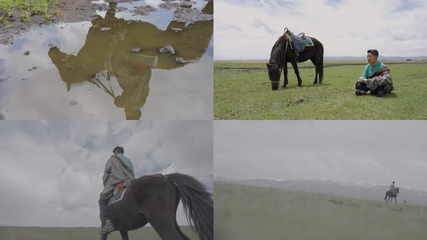 藏族人骑马休息