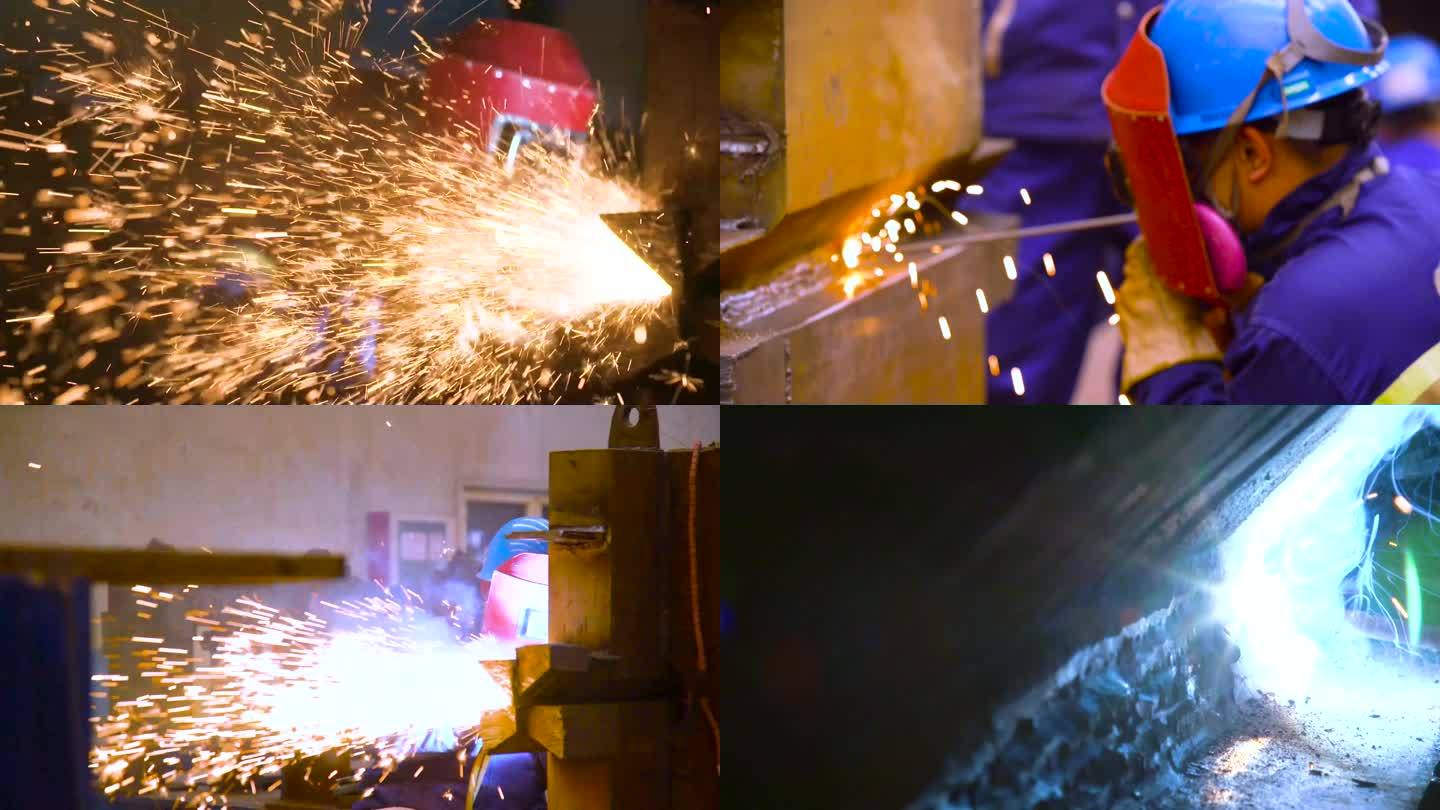 人工焊接 工厂工人 工业焊接