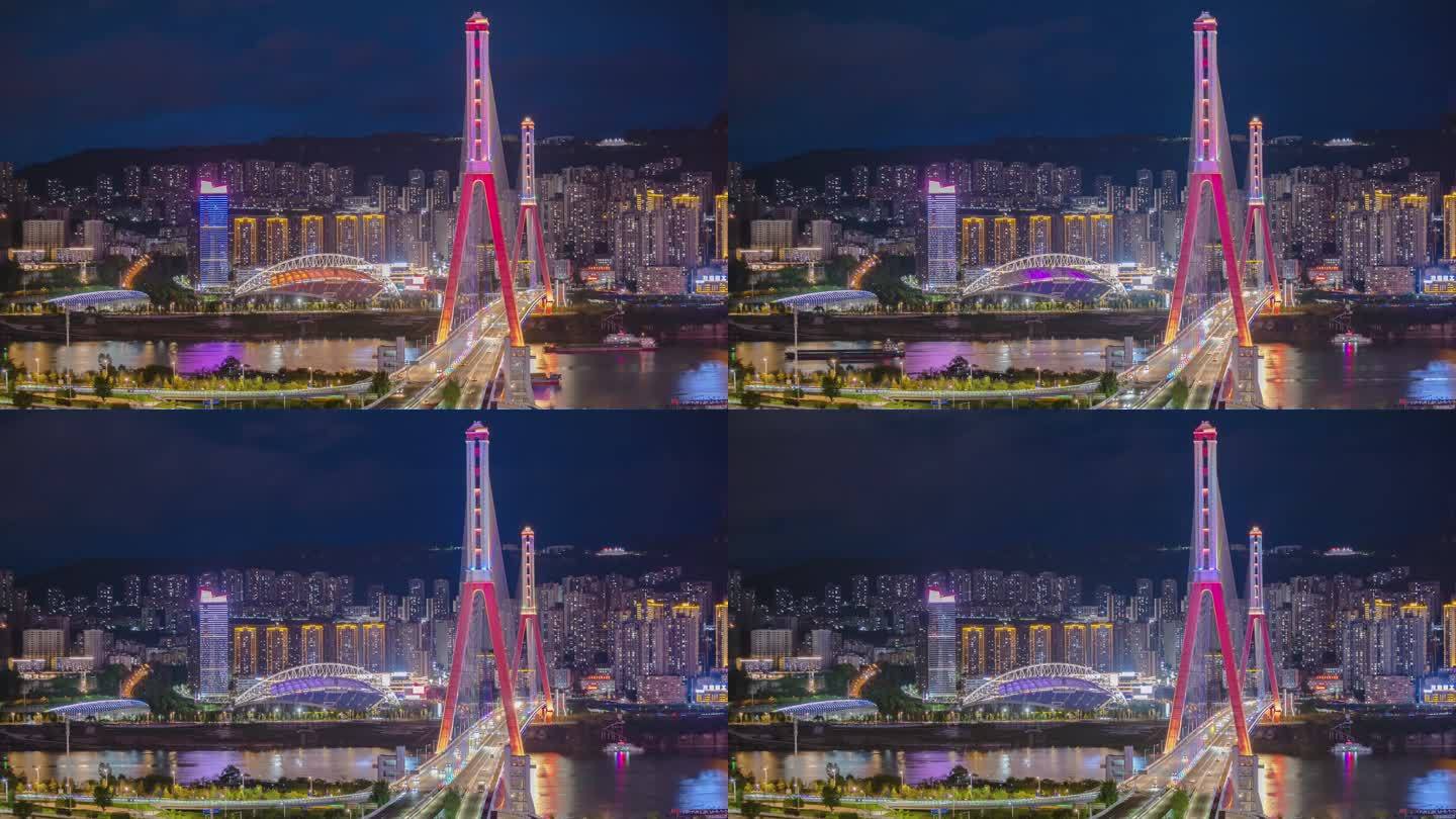 重庆市万州长江三桥延时摄影