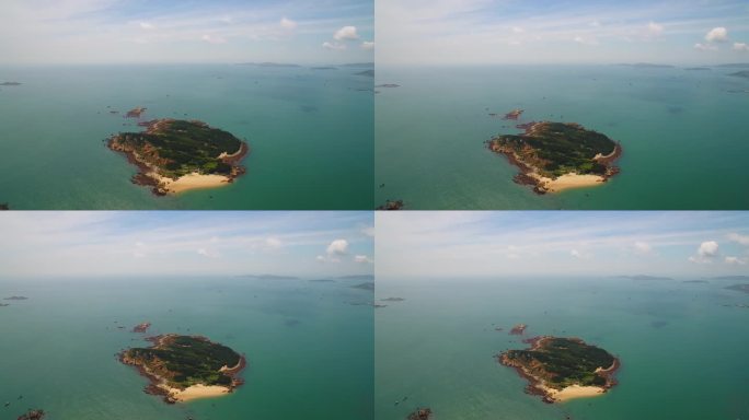 航拍原生态海岛风光碧海蓝天沙滩平潭大嵩岛