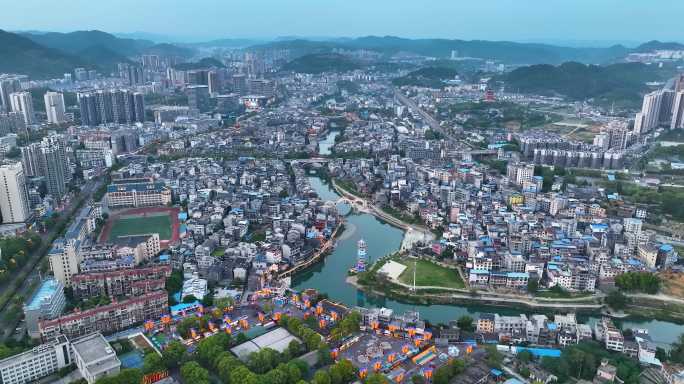 4K航拍湘西州吉首市乾州古城全景2