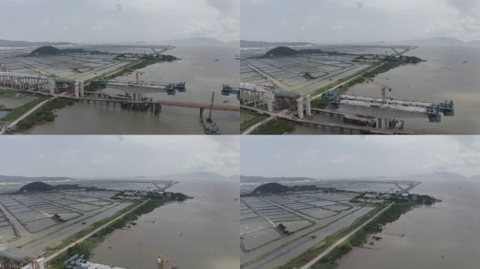 广东珠海鸡啼门鹤港大桥航拍视频