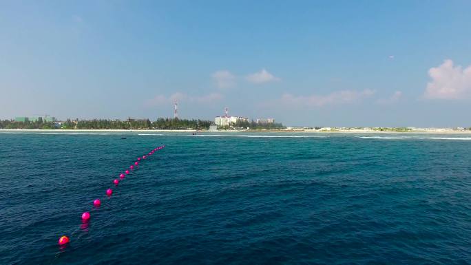 大海海滩 海边度假 飞机起飞