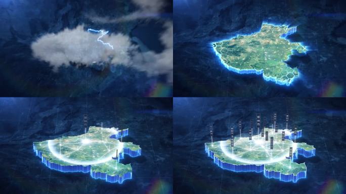 【AE模板】科技蓝暗调三维卫星地图 河南