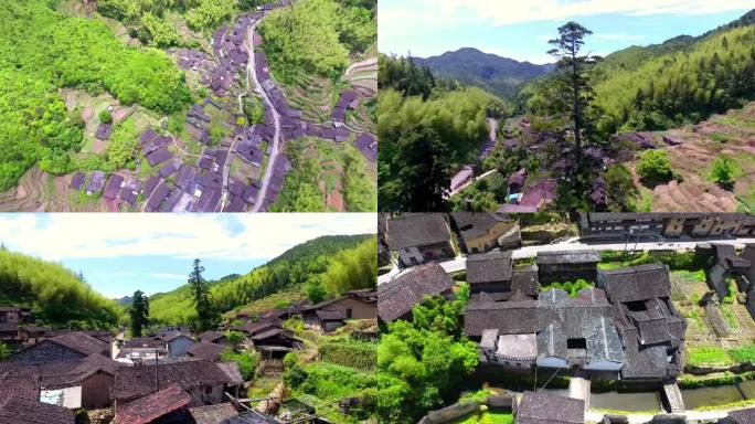 山村小镇  航拍乡村 山村风景