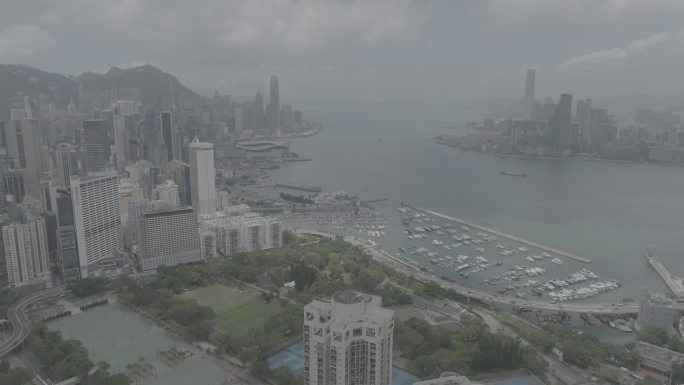 LOG灰片香港游艇会上午顺光航拍