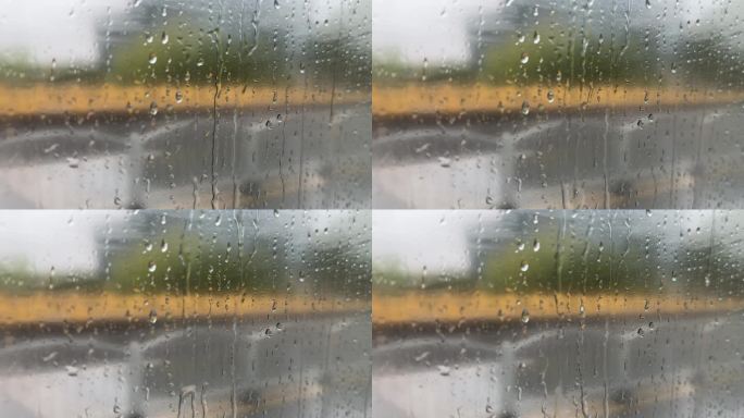 4K原创 车窗户上流下的雨