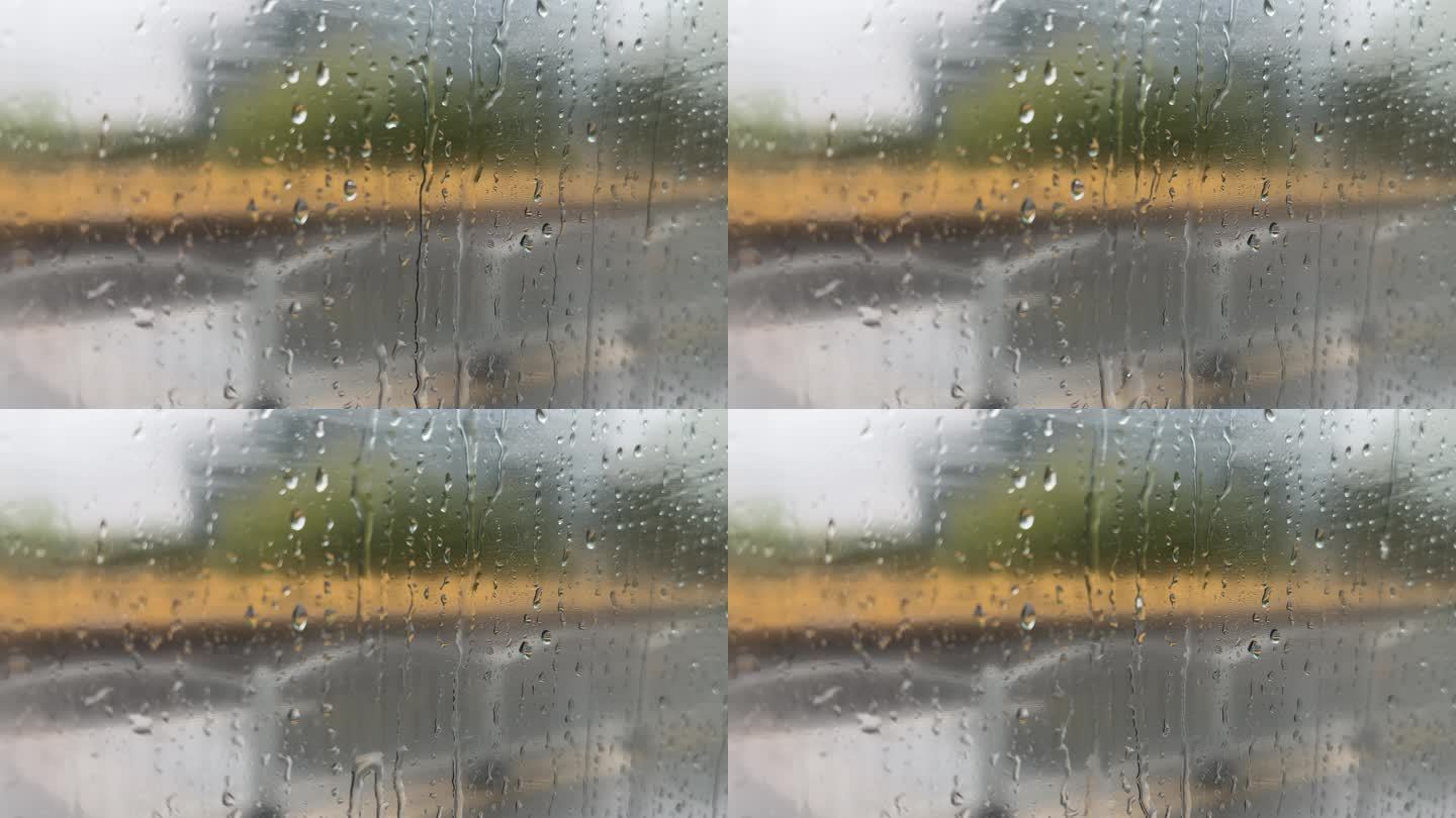 4K原创 车窗户上流下的雨