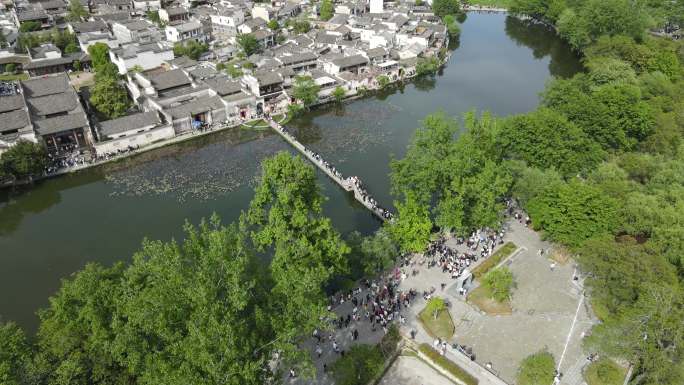 4K航拍安徽宏村徽式建筑群