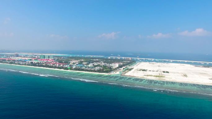 大海海滩 海边度假 飞机起飞