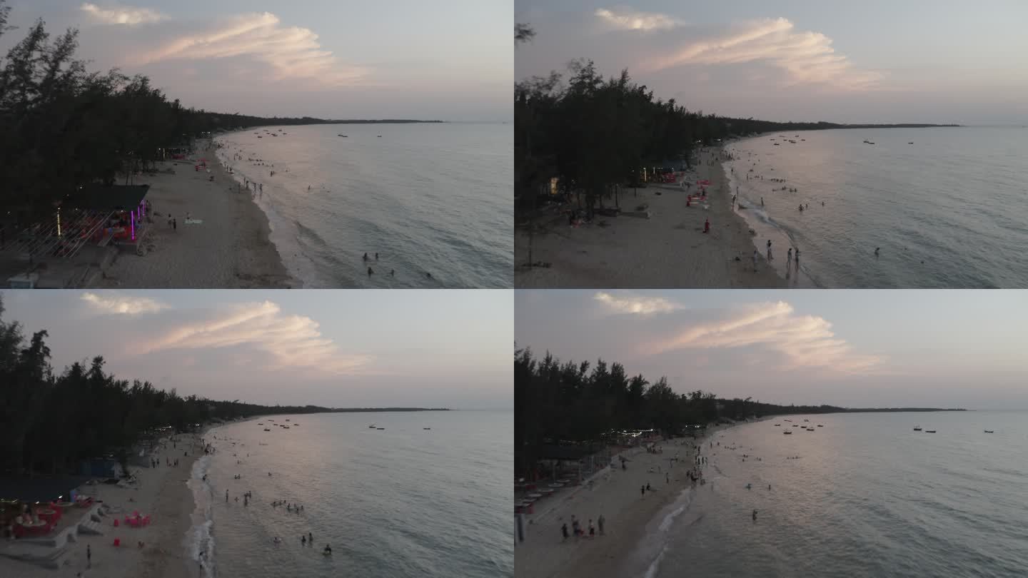 海南儋州龙门激浪海边日落航拍视频