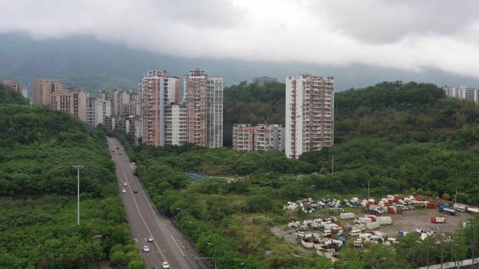 航拍重庆北碚城南新区城市风光