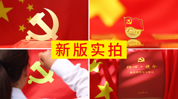 红色党党旗建党党员党徽党建党政片头