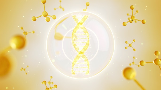 DNA生物科技概念3D金色