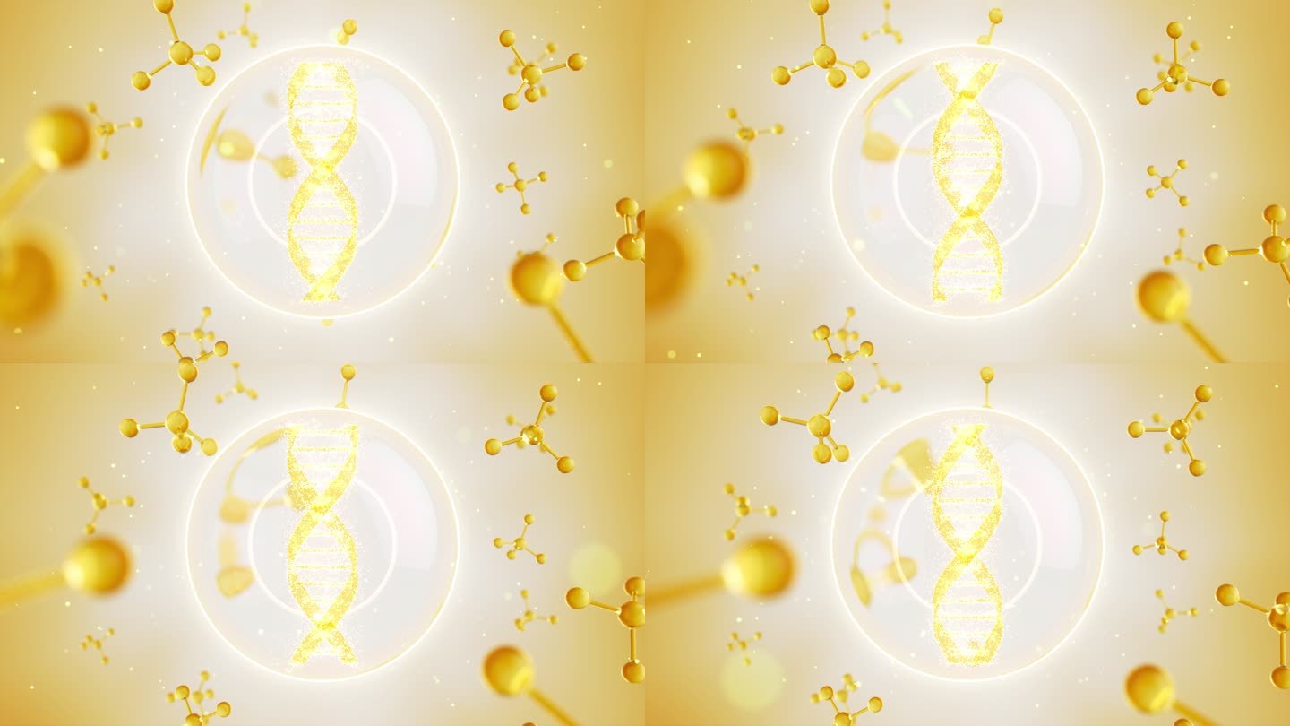 DNA生物科技概念3D金色