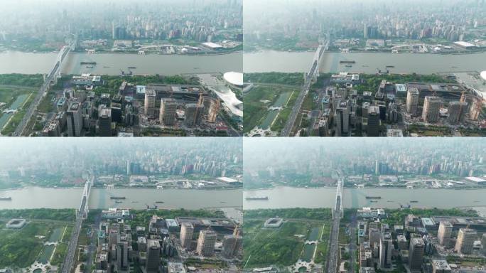 4K原素材-航拍开发建设中的上海世博后滩