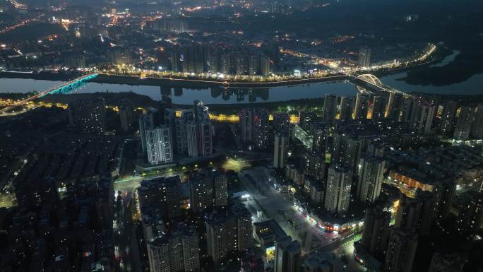 资阳市夜景航拍资阳城市夜景风光夜晚风景