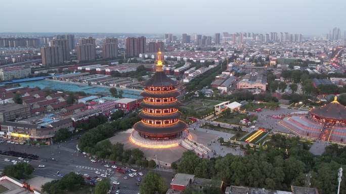 河南洛阳夜景航拍