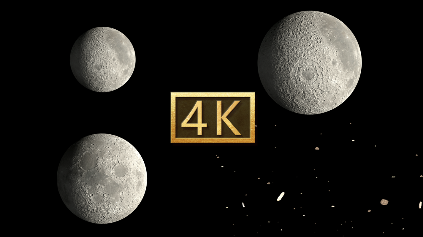 4K月球陨石自转（通道素材）