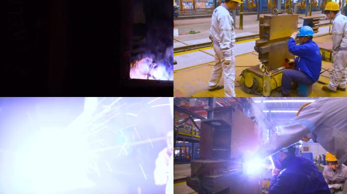 钢铁厂车间 电焊焊接 电焊火花