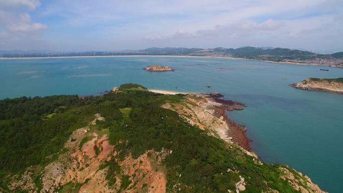 航拍原生态海岛风光碧海蓝天沙滩平潭大嵩岛