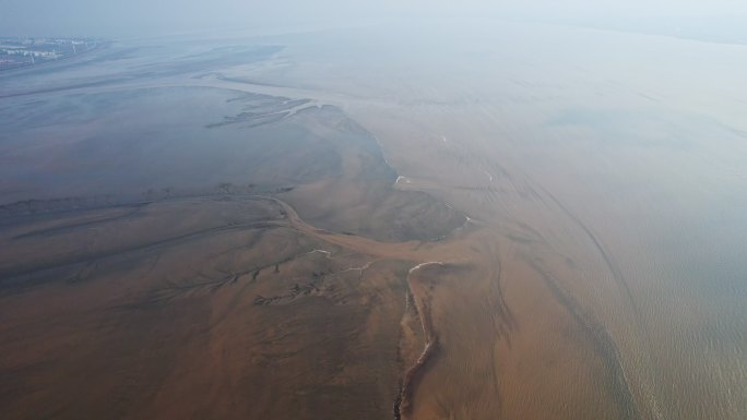 航拍泥沙河道河床