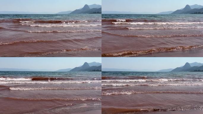 红沙滩海浪