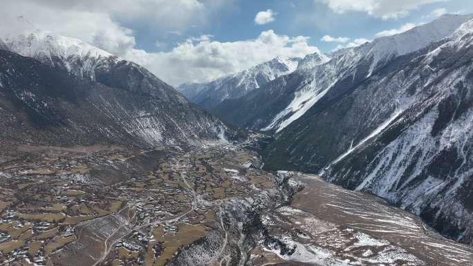 西藏村庄航拍古玉乡