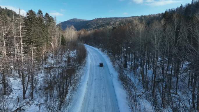 吉林长白山森林公路自驾游旅行航拍风光