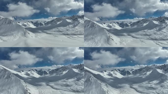 德姆拉山垭口雪景航拍雪山冰天雪地