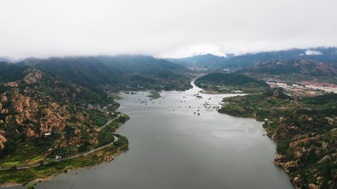 青岛北九水崂山水库云雾延时航拍